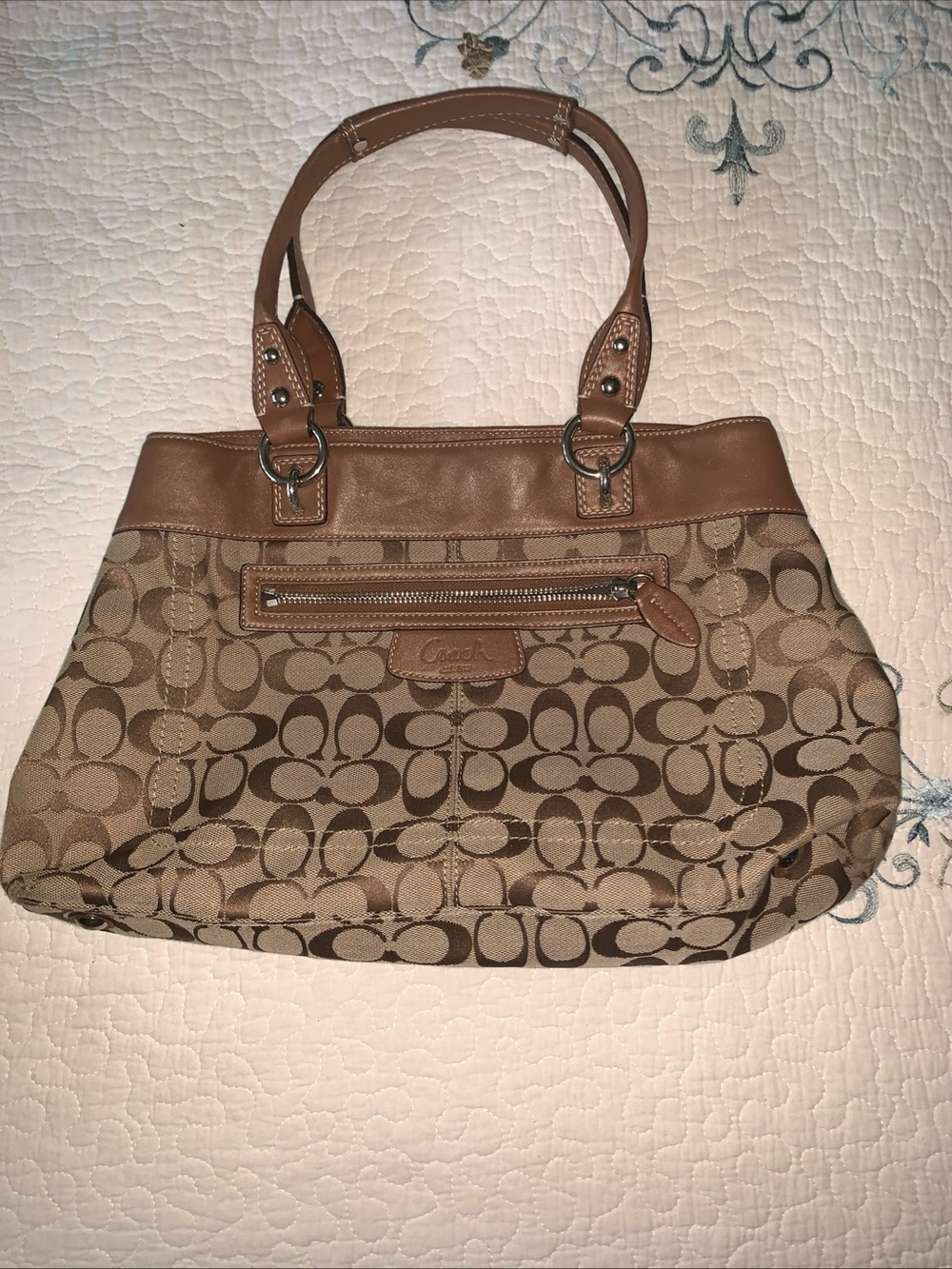Coach Penelope Signature Shopper Tote Brown F15533 EC